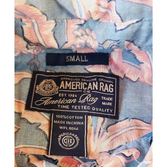 American Rag Reverse Print Tropical Banana Palm Floral Hawaiian Shirt Sz Small - Picture 5 of 9